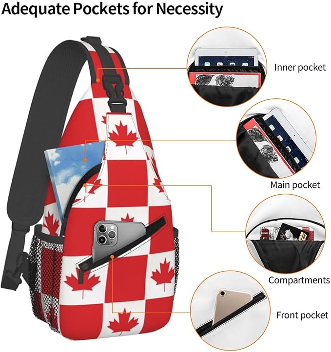 Canadian Flag Sling Bag Multipurpose Crossbody Sling Backpack Travel Cycling Hiking Shoulder Bag For Women Men