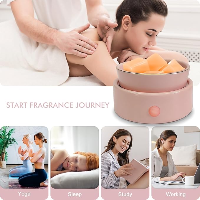 Bobolyn Candle Warmer for Scented Wax Melts 4-in-1 Electric Ceramic Candle Burner for Scented Wax Cubes Fragrance Melter for Home Office Bedroom Gift & Decor