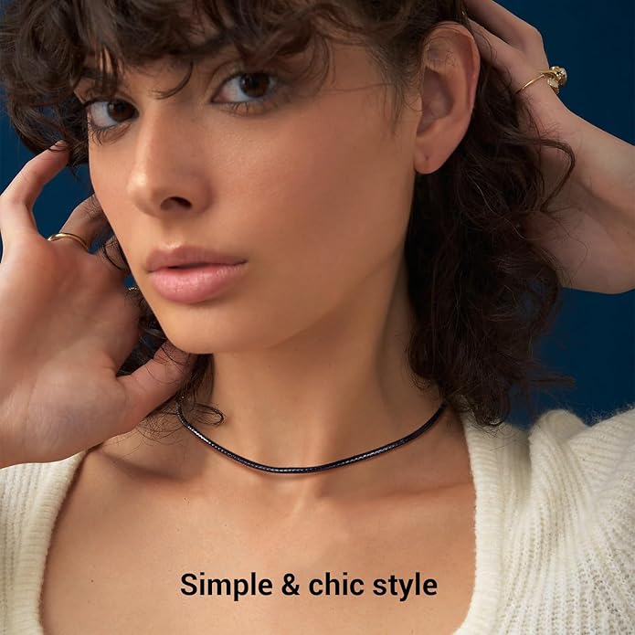 Leather Necklace Cord with Stainless Steel Clasp, Black/Brown Color Waterproof Wax Rope Chain 2mm 3mm Wide Braided Cord String Necklaces for Men Women 16"-30"