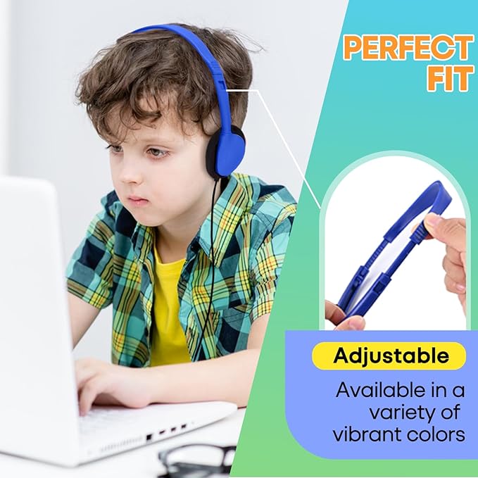 Bulk Headphones 25 Pack for Kids School Classroom, Wholeslae Wired Adjustable On Ear Earphones Class Set for Students Children Toddler Teens Boys Girls and Adult Computer 3.5mm Jack (HY857,25 Mixed)