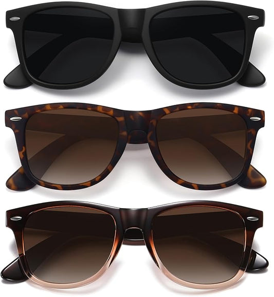MEETSUN Polarized Sunglasses for Women Men Classic Retro Trendy Driving Sun Glasses UV400 Protection (3 Pack)