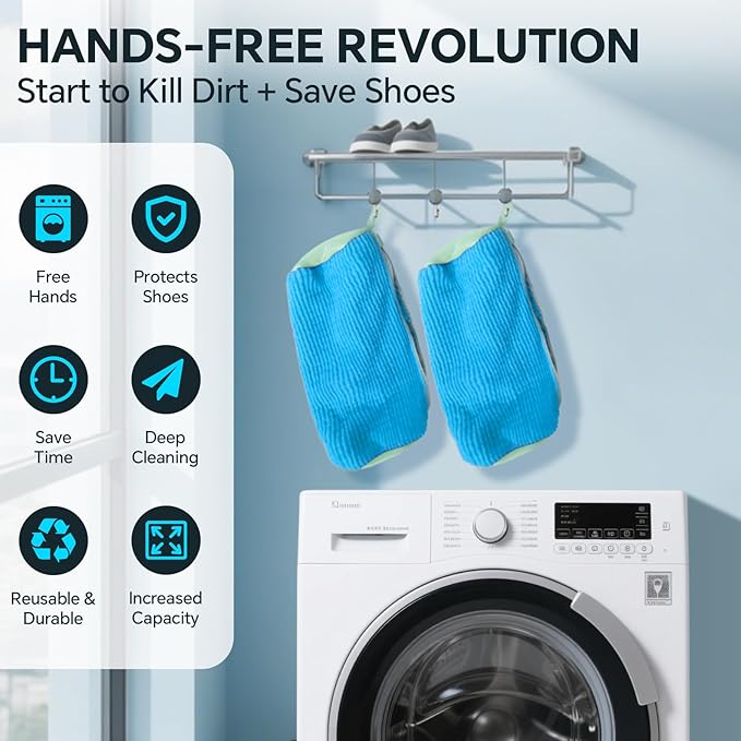 Shoe Washing Machine Bag: 2 Pack Reusable Shoes Cleaning Bags, Heavy Duty Shoe Laundry Bag for Washer & Dryer, 360° Deep Clean for Sneakers Tennis Shoes, Gifts for Women Men