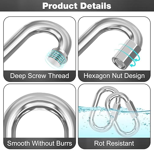 M5-30 Pack 1.95” Quick Links Chain Connectors, 3/16″ Galvanized Chain Locking Hooks, 650LBS Heavy Duty Thread Quick Link Clips, Twist Oval Keychain D Shape for Swing, Backpack, Key Ring