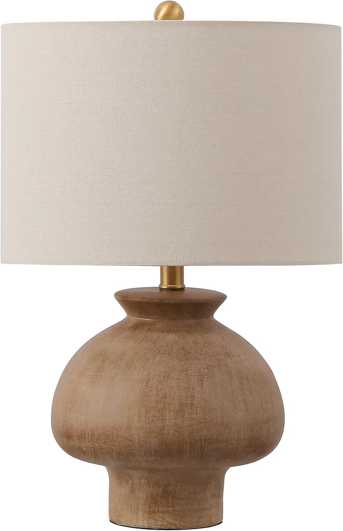SAFAVIEH Lighting Collection Noam Light Brown Ceramic 23-inch Table Lamp (LED Bulb Included)