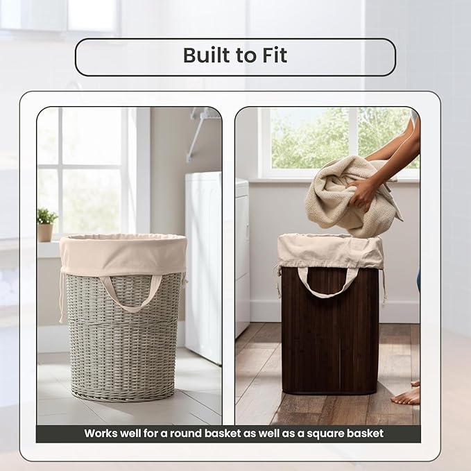 LFH Home Large Premium 100% Cotton Canvas Laundry Bag with Drawstring and Handles Heavy Duty, Multi-Use, and Washable for Home, Travel, College or Storage 28x36 (Pack of 2)-Natural