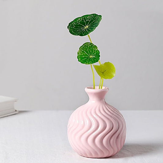 GeLive Ikebana Vase Bud Flower Arrangement Hydroponics Macaron Colorful Ceramic Decorative Vase (Pink)