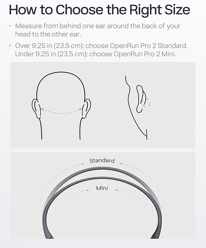 SHOKZ New OpenRun Pro 2 Mini -Open-Ear, Bone Conduction Sport Headphones -with Reflective Strip -Sweat Resistant, Workout Headphones -Secure, Wireless, Comfortable Fit-Deep Bass and Smart Mic App