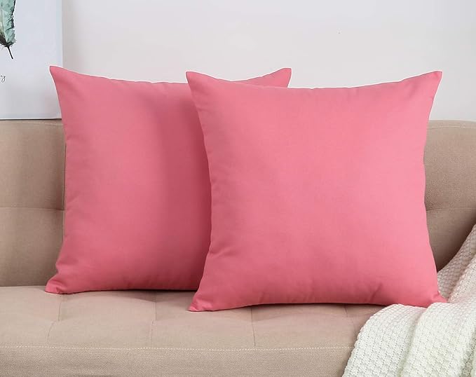 TangDepot Handmade Decorative Solid 100% Cotton Canvas Throw Pillow Covers/Pillow Shams, (28" x28" , Pink, 1 Count (Pack of 1))