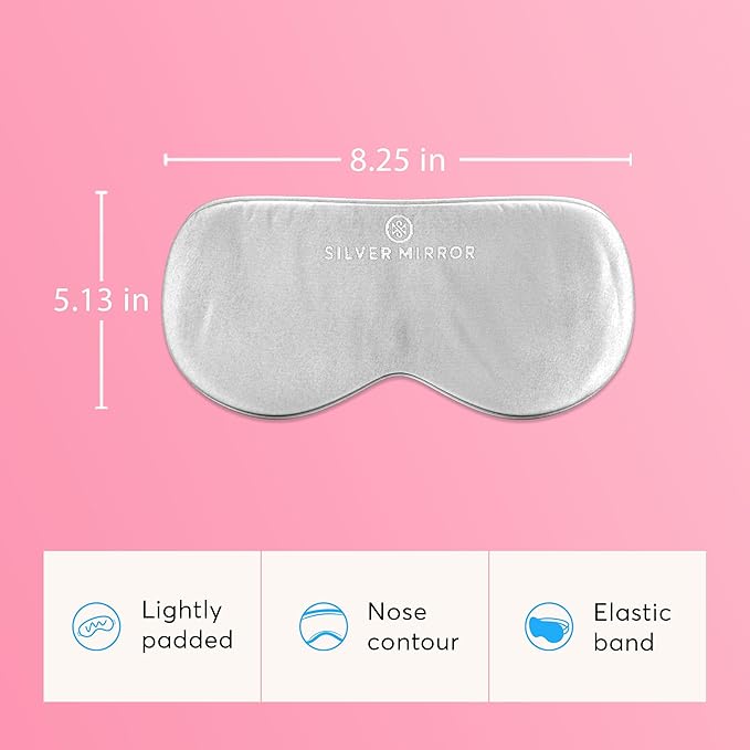 Silk Sleep Essentials Set in Silver: Pillowcase and Eye Mask, 25" x 19.5" Fits Standard Queen Pillow, 22mm 6A Grade, for Gentle Sleep, Anti-Breakage, Tangles, Creases, and Wrinkles
