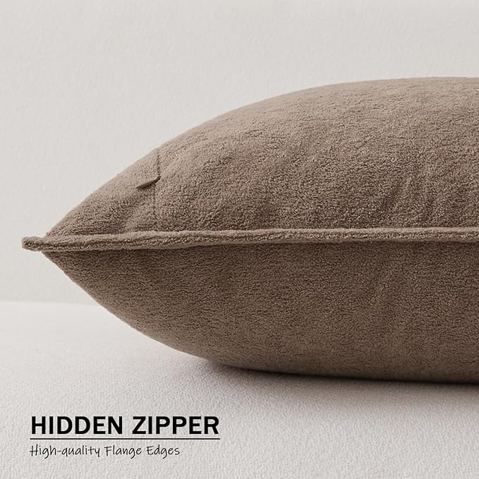 Kevin Textile 14x36 Inch Long Lumbar Cover 1 Pack Soft Boucle Textured Decorative Waterproof Rectangle Cushion Elegant Accent Pillows for Couch Sofa Chair Bed Home Decor Indoor Outdoor Taupe