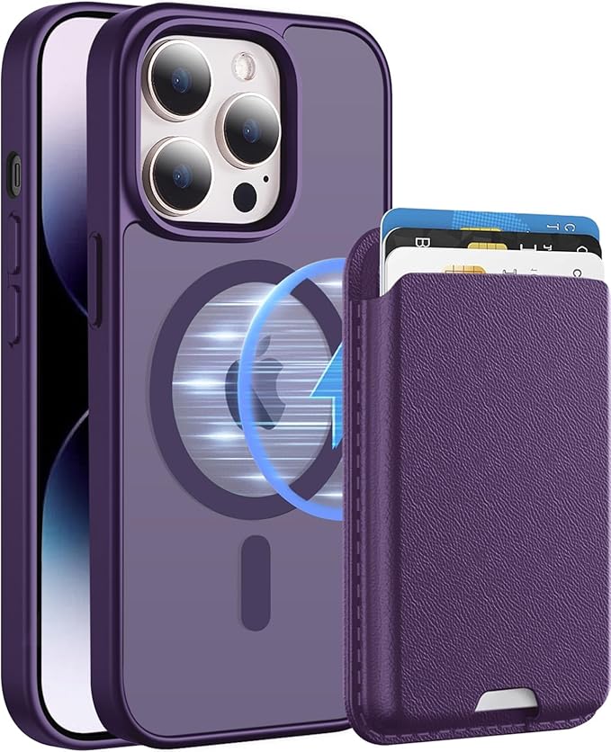 Ntwinro Magnetic for iPhone 12 Pro Max Case (Compatible with MagSafe) with Detachable Wallet & Card Holder for 3 Cards [RFID Blocking] Military Grade Protective Slim Phone Cover, Purple