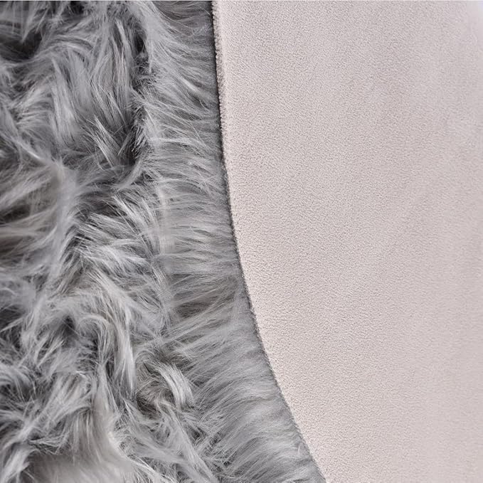 Light Grey Furry Washable Area Rugs for Living Room Faux Sheepskin Shaggy Fur Nursery Rug for Bedroom Cute Room 2x4 Rug