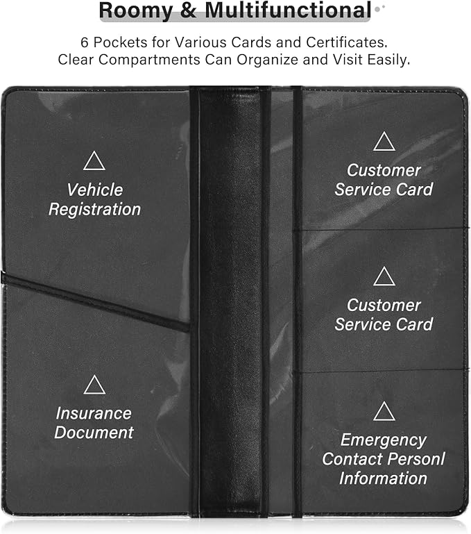 Bolaz Car Bear Car Registration and Insurance Holder Leather Vehicle Document Glove Box Organizer for License Cards Accessories