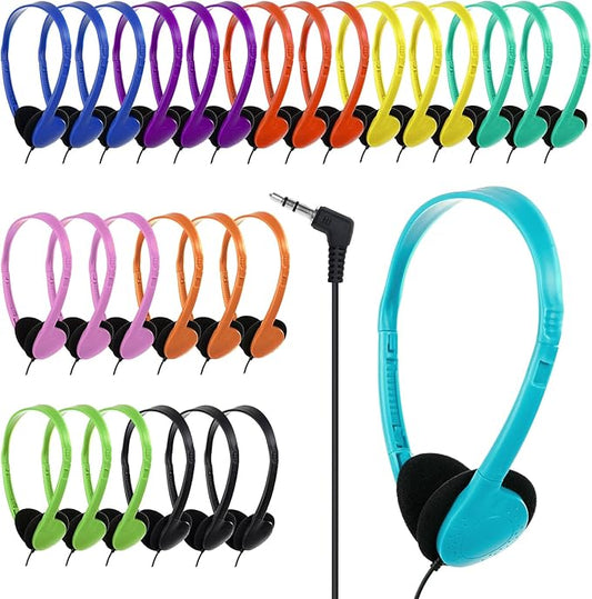 Classroom Kids Headphones Bulk 30 Pack for School Students Children Teen Boys Girls, Wholesale Bulk Headphones for Classroom Earphones (10 Mix Color)