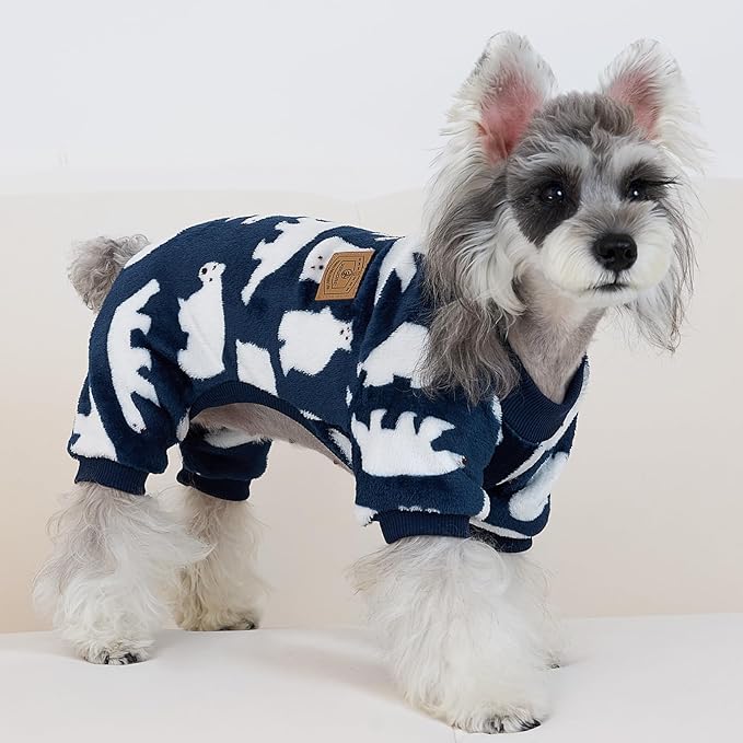 XPUDAC Dog Pajamas Polar Bear Fleece Dog Sweater for Small Medium Dogs Girl Boy Winter Puppy Clothes Pet Outfit Jumpsuit, XS