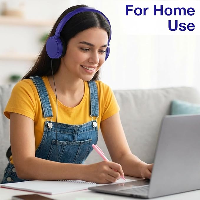Yunsailing 18 Pack Classroom Headphones Bulk Student Wired Class Headphones Set for School with Individually Wrapped Adjustable Over Ear Head Earbuds (Navy Blue)