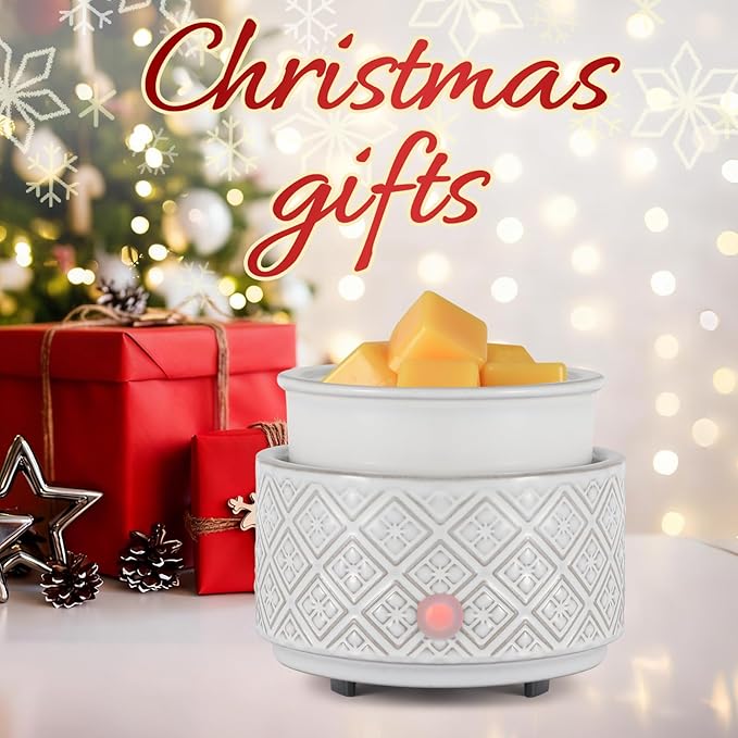 mocosa Wax Melt Warmer for Scented Wax,3-in-1Ceramic Wax Warmer Fragrances Candle Oils, Home Fragrance Burner,Electric Candle Warmer for Mom Women(White)