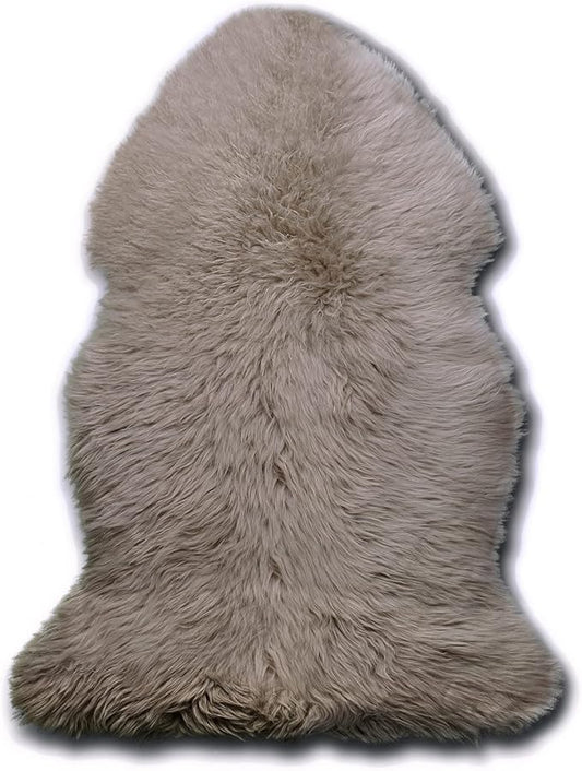 WaySoft New Zealand Sheepskin Area Rug – Genuine Fluffy Wool, Multiple Sizes, Bedroom or Living Room Decor(2ft x 3ft,Grey Beige)