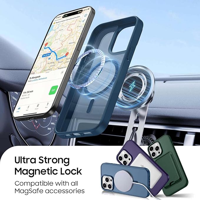 Ntwinro Magnetic for iPhone 12 Pro Max Case (Compatible with MagSafe) with Detachable Wallet & Card Holder for 3 Cards [RFID Blocking] Military Grade Protective Slim Phone Cover, Deep Blue