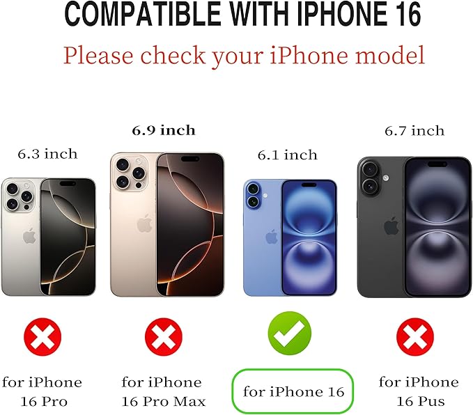 CIVICASE for iPhone 16 Wallet Case,PU Leather Flip Case RFID Blocking Credit Card Holder Folio Magnetic Stand TPU Shockproof Cover Compatible with iPhone 16, Black Blue