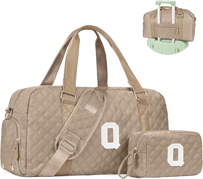 Elilier Monogram Duffle Bag Women Girls Gift: Initial Overnight bags, Dance Cheer bag Sports for Girl, Kid Gymnastics Bags, Birthday Gifts for Women Girls Kids Teens Mom Teacher