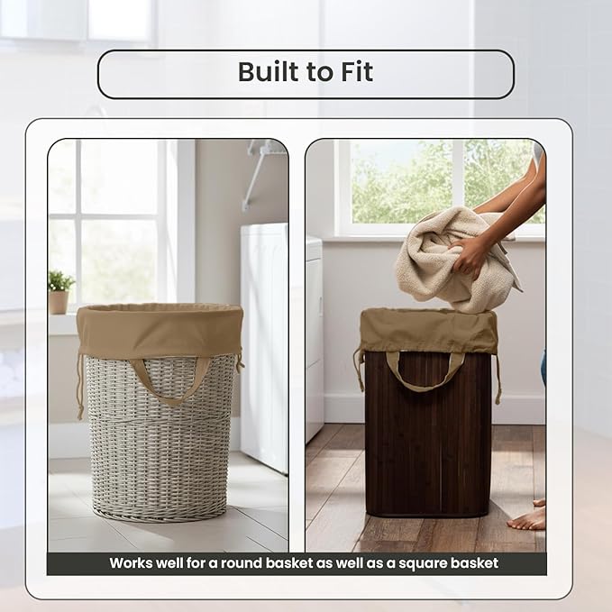 LFH Home Large Premium Cotton Canvas Laundry Bag with Drawstring and Handles Heavy Duty, Multi-Use, and Washable for Home, Travel, College or Storage 20x30 (Pack of 2)-Beige