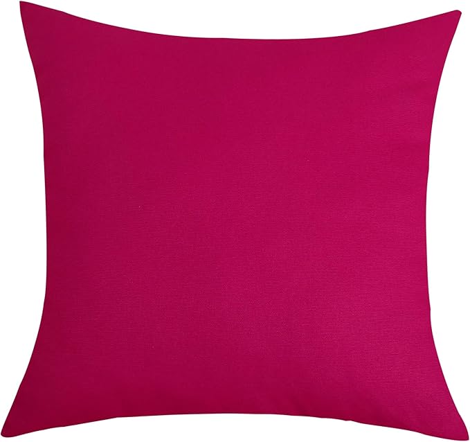 TangDepot Cotton Solid Throw Pillow Covers, 18" x 18" , Brilliant Rose, 1 Count (Pack of 1)