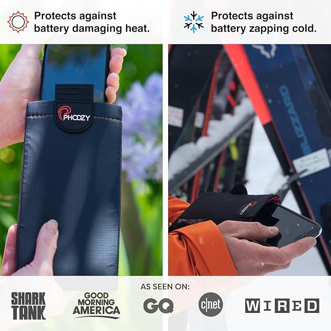PHOOZY XP3 Ultra-Durable Thermal Phone Case for Extreme Cold | Insulated Phone Case Extends Battery Life 4X | Snowboard & Ski Gear | As Seen on Shark Tank | Medium - Black