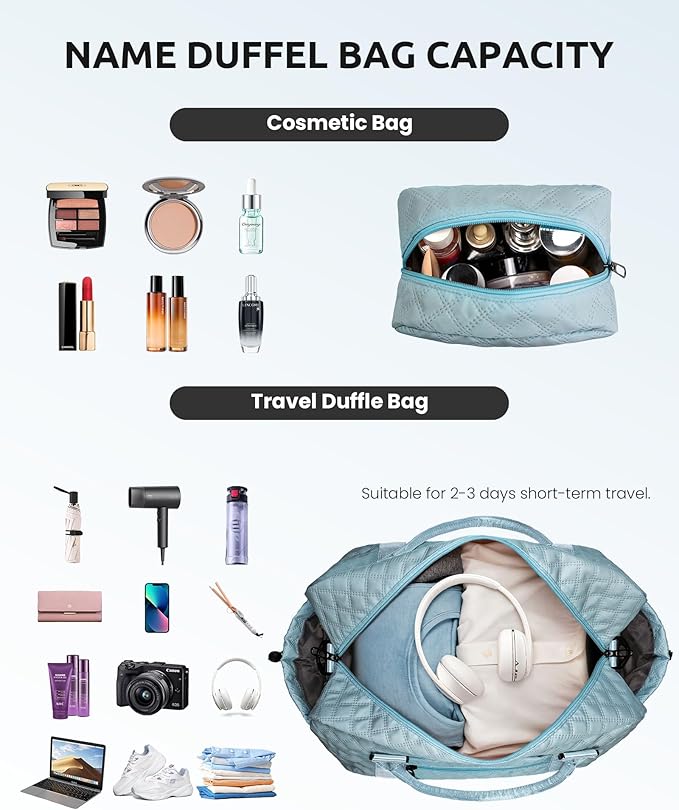 Vogewood Duffle Bag for Women - Personalized Overnight Weekender with Shoe Compartment, Shoulder Strap & Trolley Sleeve