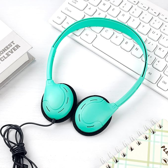 Headphones Bulk 20 Pack for School Classroom School Student,Class Set of Headphones for Students Computer,Library,Online Lesson and Testing 3.5mm Jack (10 Multi Color)