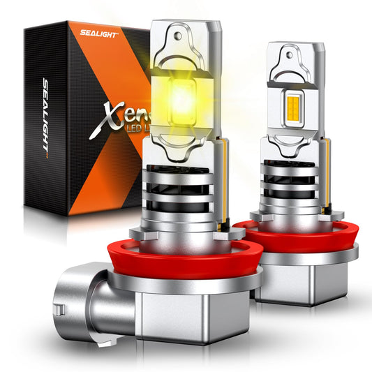SEALIGHT H11 Fog Light Bulbs 3500K Yellow H9 H16, 1800LM, Plug-N-Play, Pack of 2