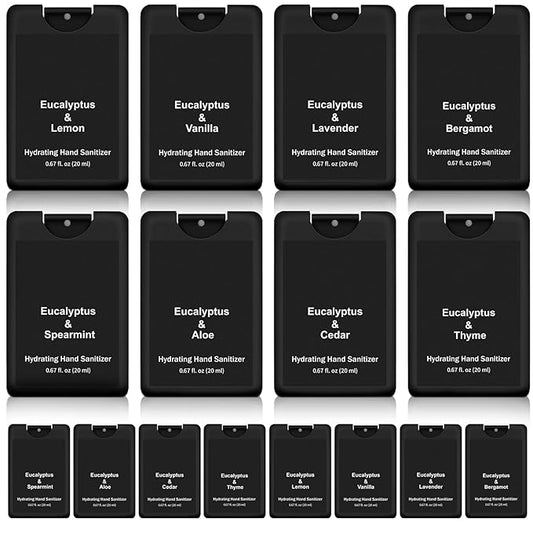 24 Pcs Hand Sanitizer Spray Bulk Eucalyptus Travel Size Hand Sanitizer Spray Mini Hydrating for Cleans Hands Coworker Staff Teacher Pocket Gifts