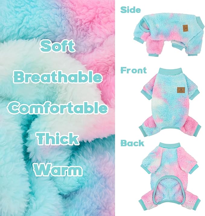 XPUDAC Dog Sweater, Dog Winter Clothes for Small Medium Dogs Girl Boy Fleece Doggy Pajamas for Winter Christmas, Tie-Dye03, Medium