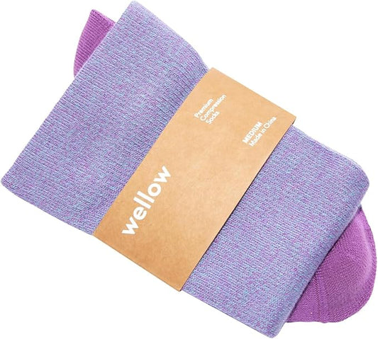 Wellow Premium Socks (Compression Socks - Regular) for Men & Women, Made with Viscose from Bamboo, Knee High, 18-25 mmHg