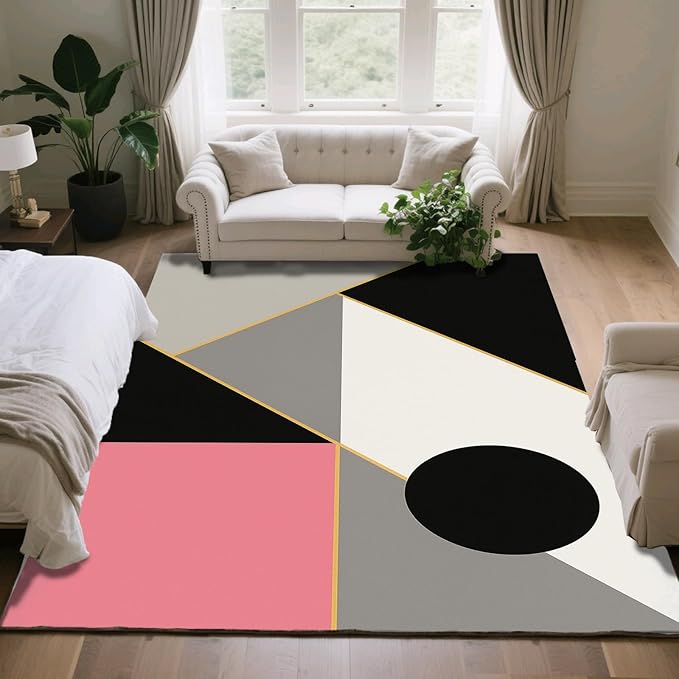 Abstract Geometry Rug - 3x4 Rug, Modern Geometry Outdoor Rugs, Minimalist Aesthetics Entryway Rugs, Washable & Non Slip Carpet Home Decor