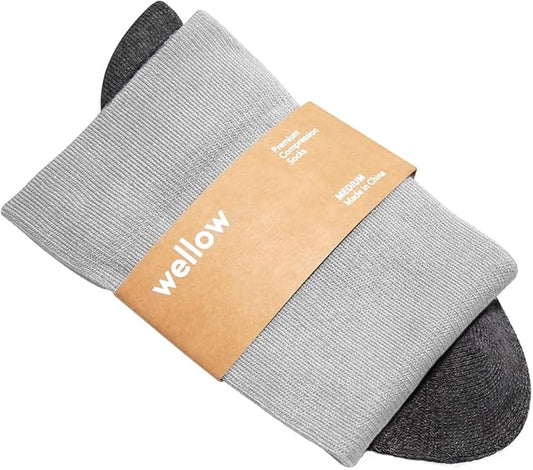 Wellow Premium Socks (Compression Socks - Regular) for Men & Women, Made with Viscose from Bamboo, Knee High, 18-25 mmHg