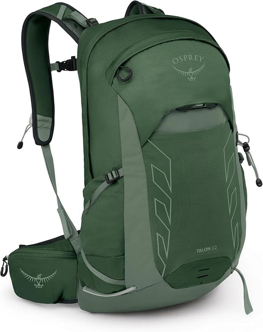 Osprey Talon 22L Men's Lightweight Hiking Backpack - Small Daypack for Travel & Camping, Green Canopy/Pine Leaf