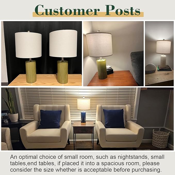 20.25" Small Table Lamps Set of 2 Modern Ceramic Lamps for Living Room Farmhouse Bedside Lamps Boho for Night Stands Bedroom Lamps Side Table Lamps End Table Lamps, Blue