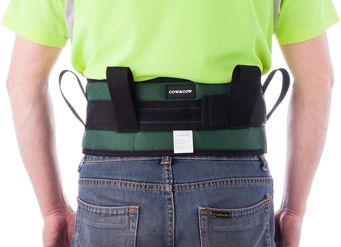 COW&COW Padded Gait Belt with 4 Handles and Quick Release Buckle 5.5 inchs(Blue, S/24inches-30inches)