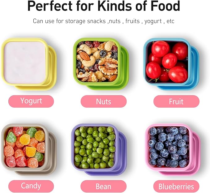 Dobyusf 8-Piece Pure Silicone Food Container Set - Stackable 100ml Storage Boxes, Microwave & Dishwasher Safe, Temperature Resistant (-40°C to 230°C), BPA-Free Food Storage for Salads, Dips, Snacks
