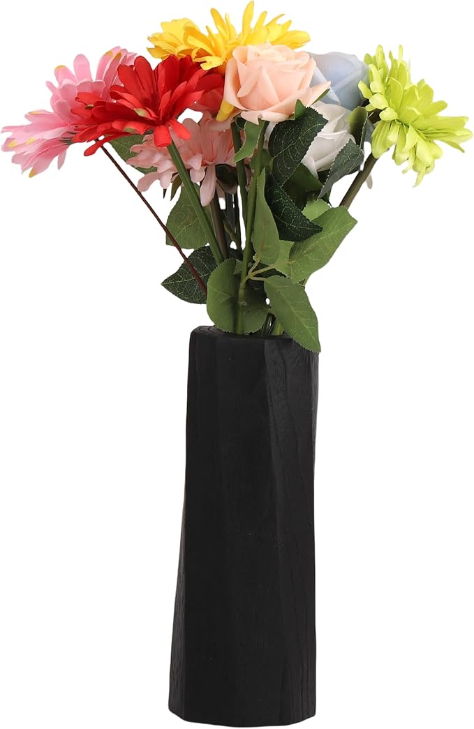 Handcrafted Natural Wood Vase | Eco-Friendly Home Decor | Unbreakable Rustic Flower Vase for DIY Painting | 9.5" Wooden Decorative (vase Wood Color)