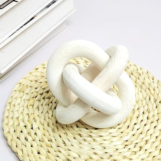 3-Ring Wooden Chain, Pine Wood Carving, Modern Home Minimalist Coffee Table Decoration, Living Room, Bedroom, Bookshelf, Porch Decoration（F）