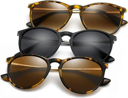 SUNGAIT Premium Vintage Round Sunglasses for Women Men Classic Retro Trendy Style