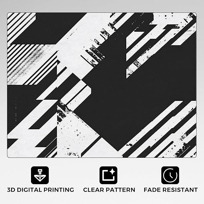 Black and White Rugs for Home Decor, 5x6 ft, Abstract Geometric Area Rugs for Living Room, Soft Non Slip Washable Modern Minimalist Carpet Bedroom Decorations Dt-Ghf-31
