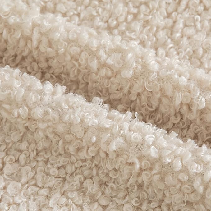 Yaertun Pack of 2 Faux Fur Throw Pillow Covers Decorative Sherpa Boucle Pillow Covers Fuzzy Soft Pillowcases Sheepskin Fleece Cushion Case for Couch Sofa Bed Living Room 24x24 Inch Beige