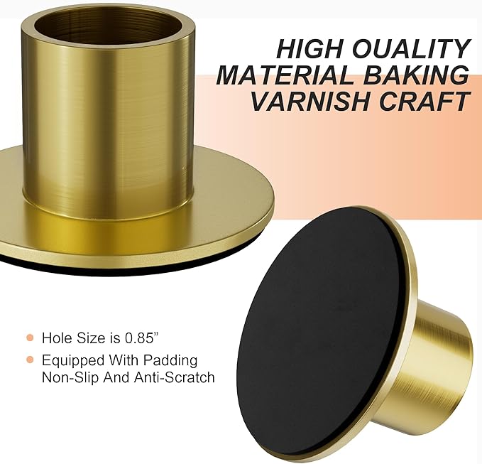 2 Pcs Brass Candle Holder - Elegant Taper Candle Holders, Classic Brass Candlestick Holders for Table Centerpiece, Festive Christmas Mantel Display or Sophisticated Home Decor