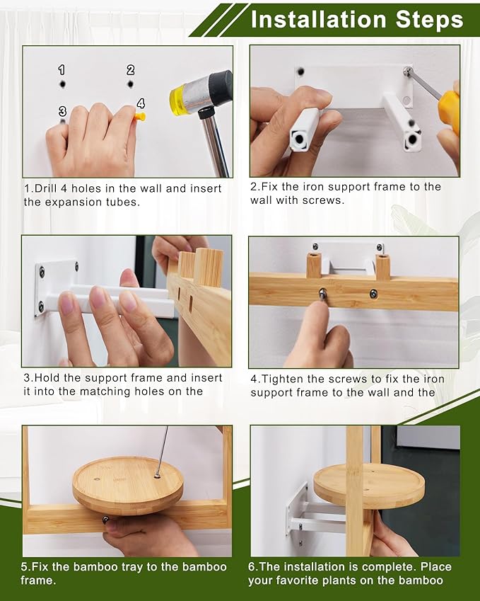 yadoker Wall Planters for Indoor Plants,Bamboo Hanging Plant Holders in a House Shape, Wall Decor Plant Stand, 3-Pack Window Plant Shelves for Living Room & Entryway
