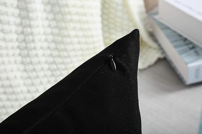 TangDepot Handmade Decorative Solid 100% Cotton Canvas Throw Pillow Covers/Cushion Covers, 45 Colors Available - (20" x20" , Black, 2 Count (Pack of 1))