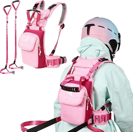 Anewkle Children’s Ski Harness Trainer Snowboard Anti-fall Traction Belt Beginner Ski Auxiliary Bag with Safety Belt Kid’s Ski Backpack with Speed Control Harness