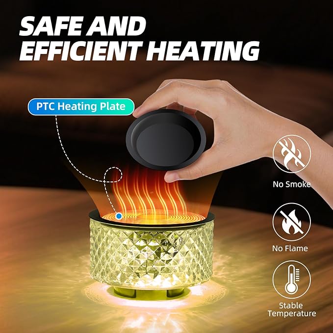 Wax Melt Warmer, Electric Wax Warmer for Scented Wax, All-in-One Candle Wax Melter with PTC Heating and 7 Color Lights, Crystal Fragrance Oil Burner for Women Gifts (Quilt Glass)